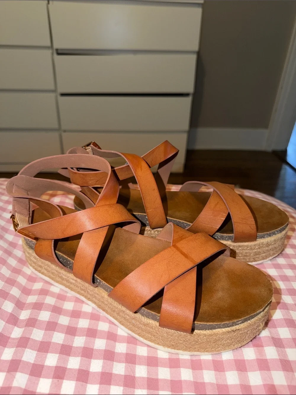 Francesca's Collections Tan Espadrille Platform Sandals